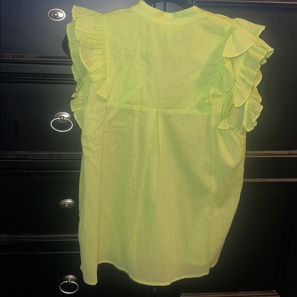 BiBi Neon Green Ruffled Blouse - Picture 3 of 4